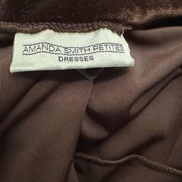 Vintage 90s Amanda Smith Long Brown Velour Turtleneck Dress – NWT 8 Petite - Picture 6 of 14